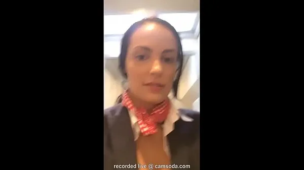 Fresh Flight attendant uses in-flight wifi to cam on camsoda top Movies