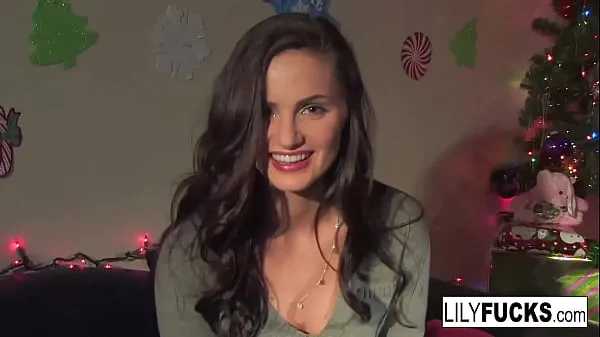 Fresh Lily tells us her horny Christmas wishes before satisfying herself in both holes top Movies